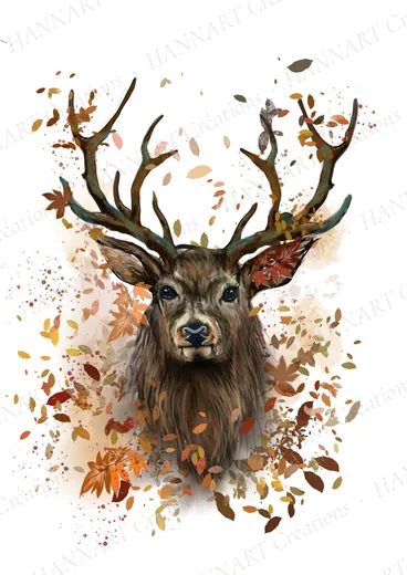 Cerf en automne – illustration HANNART