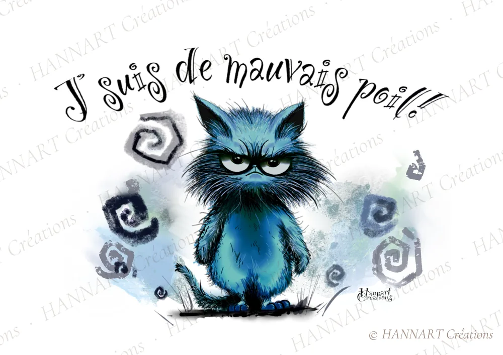 Chat mauvais poil ! – illustration HANNART Créations