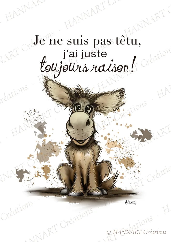 L'âne têtu – illustration HANNART Créations