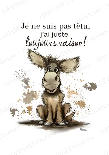 L'âne têtu – illustration HANNART
