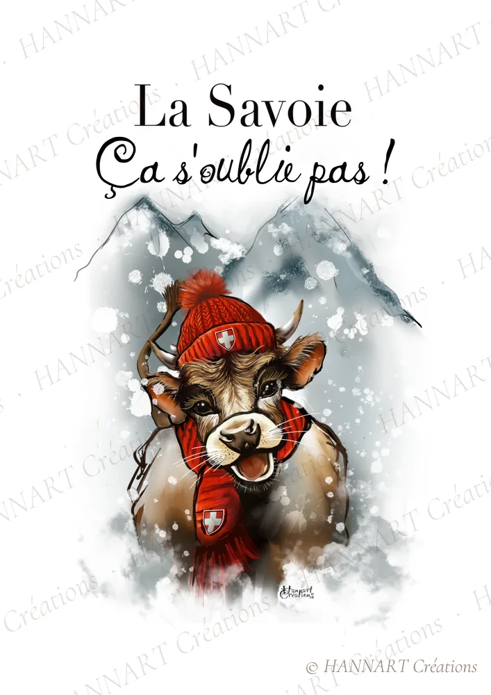La vache en Savoie 1 – illustration HANNART Créations