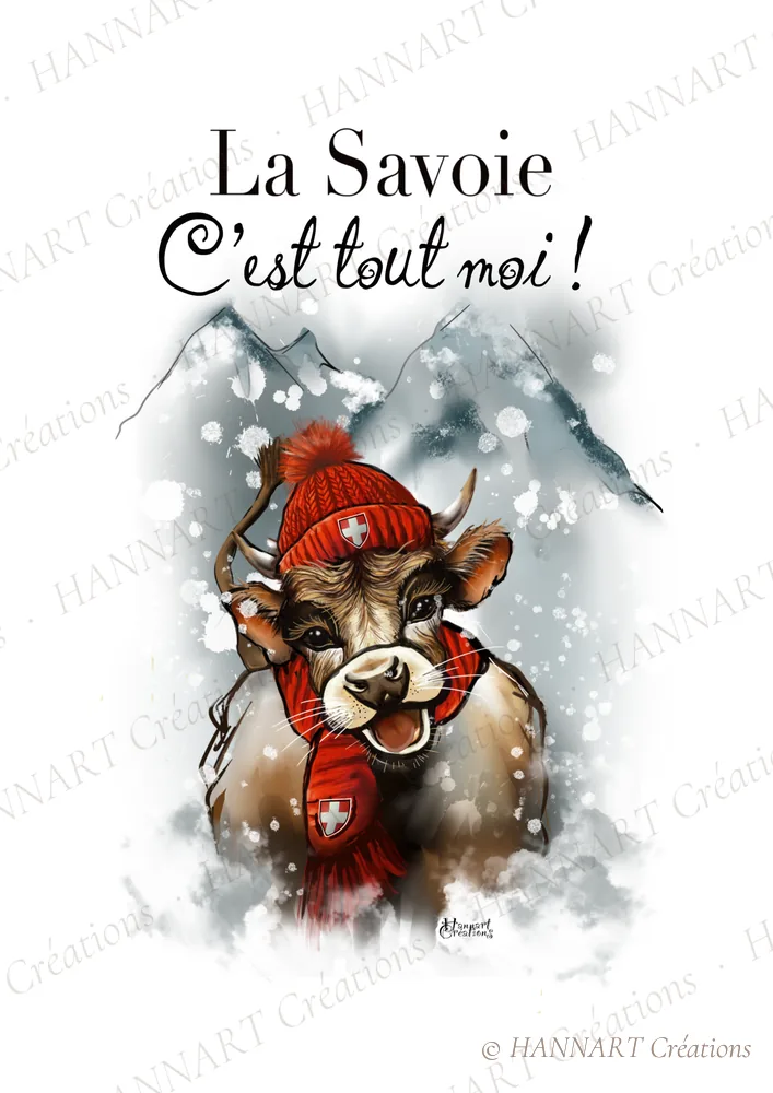 La vache en Savoie 2 – illustration HANNART Créations
