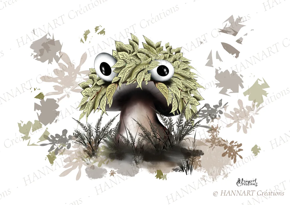 Le champignon camouflé – illustration HANNART Créations