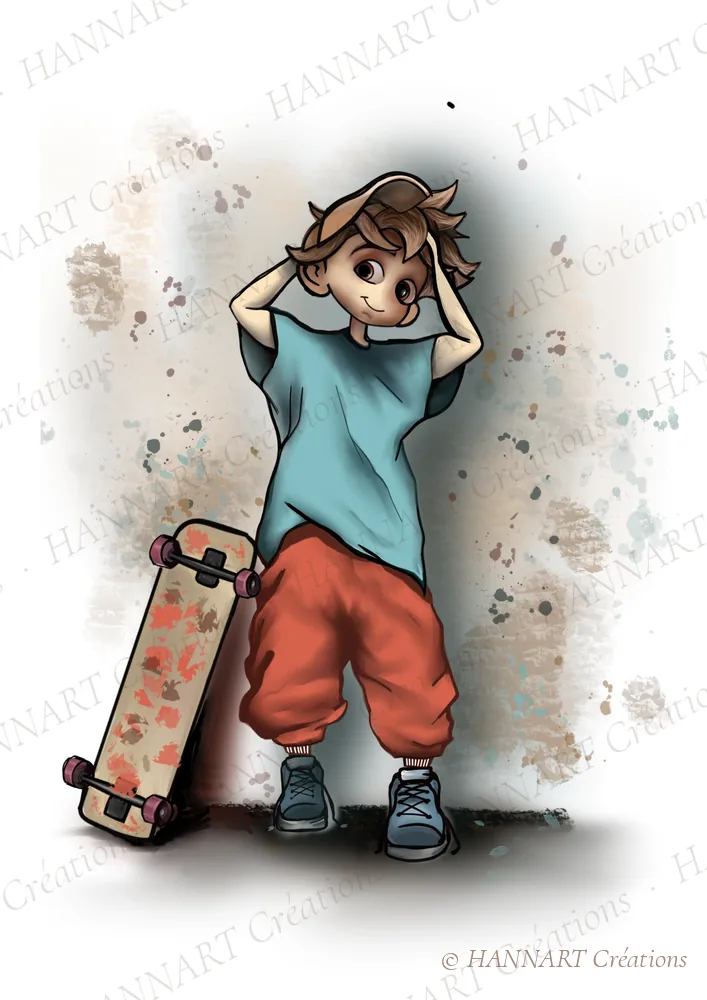 Le petit skateur – illustration HANNART Créations