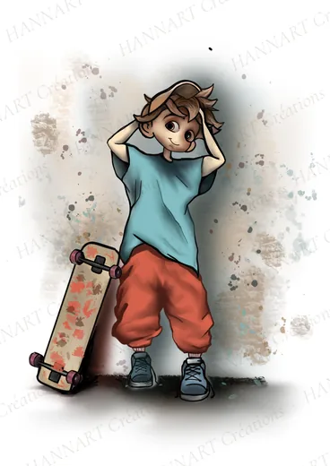Le petit skateur – illustration HANNART