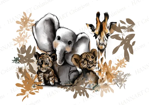 Les animaux de la jungle – illustration HANNART