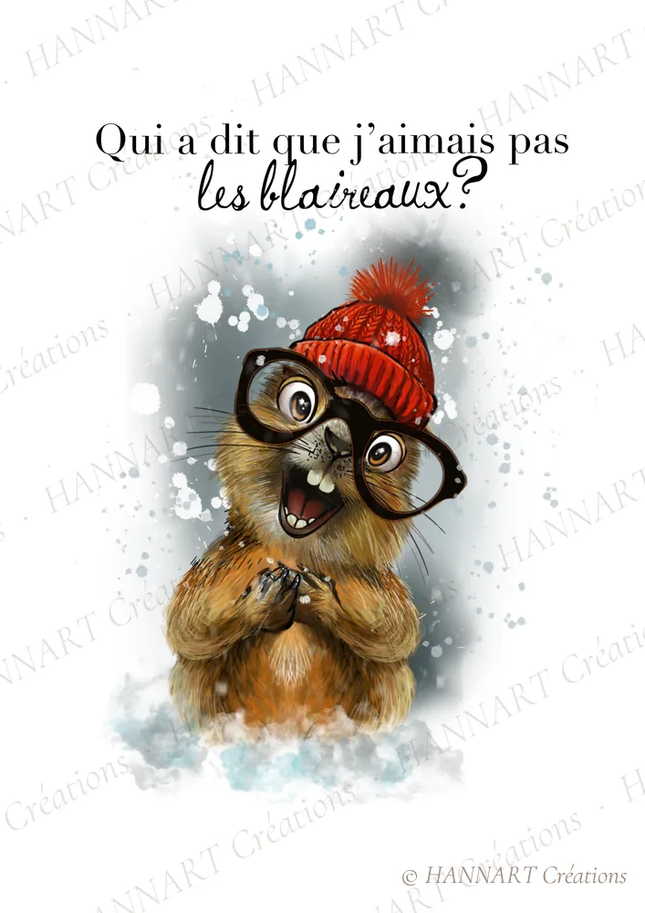 Marmotte et le blaireau – illustration HANNART Créations